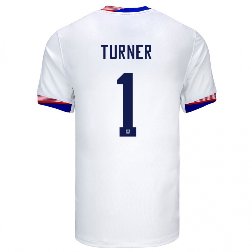 Niño Fútbol Camiseta Estados Unidos Matt Turner #1 Blanco 1ª Equipación 24-26 Perú