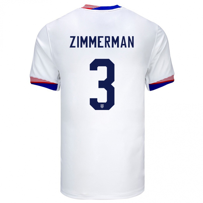 Niño Fútbol Camiseta Estados Unidos Walker Zimmerman #3 Blanco 1ª Equipación 24-26 Perú