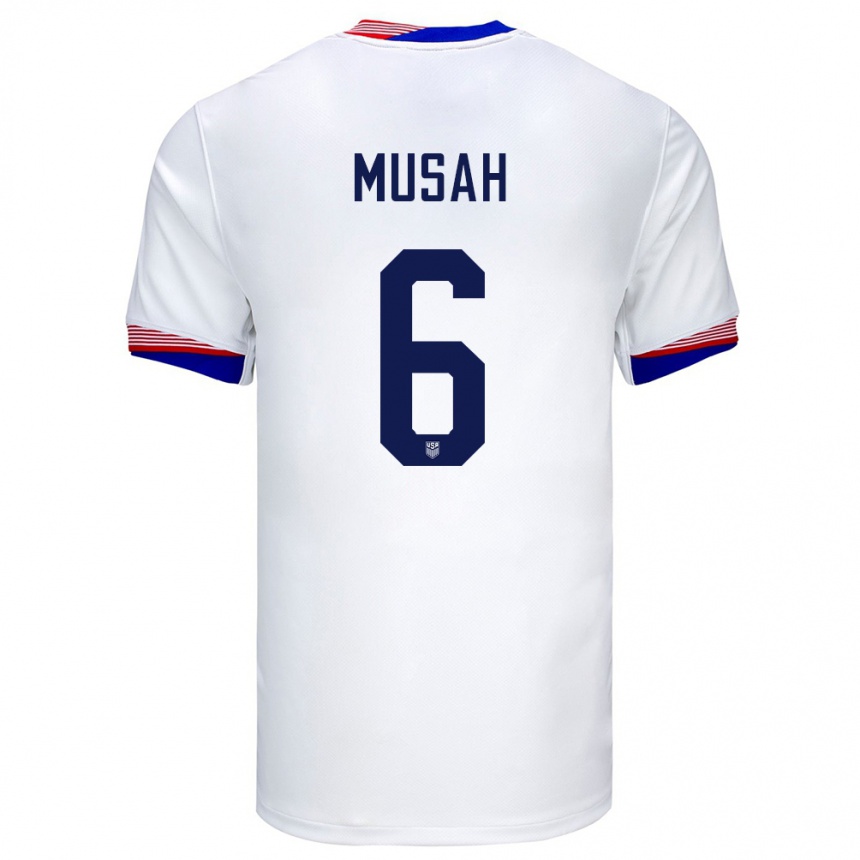 Niño Fútbol Camiseta Estados Unidos Yunus Musah #6 Blanco 1ª Equipación 24-26 Perú