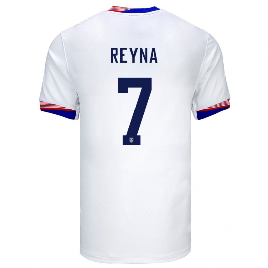 Niño Fútbol Camiseta Estados Unidos Giovanni Reyna #7 Blanco 1ª Equipación 24-26 Perú