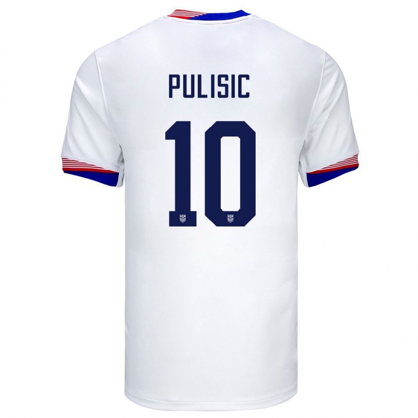 Niño Fútbol Camiseta Estados Unidos Christian Pulisic #10 Blanco 1ª Equipación 24-26 Perú