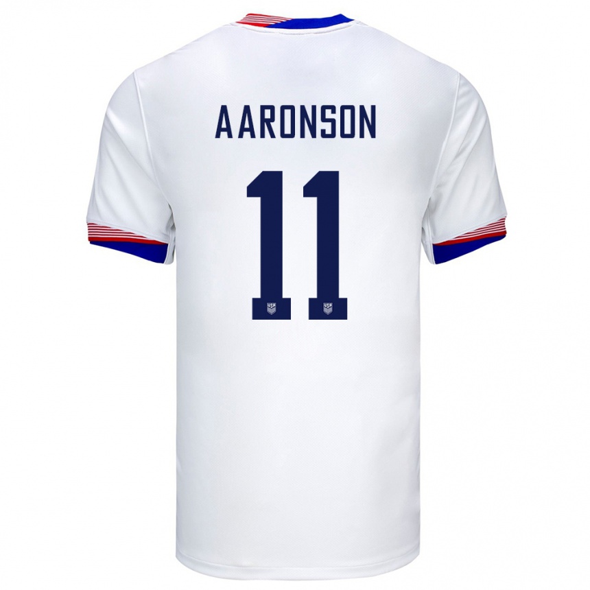 Niño Fútbol Camiseta Estados Unidos Brenden Aaronson #11 Blanco 1ª Equipación 24-26 Perú