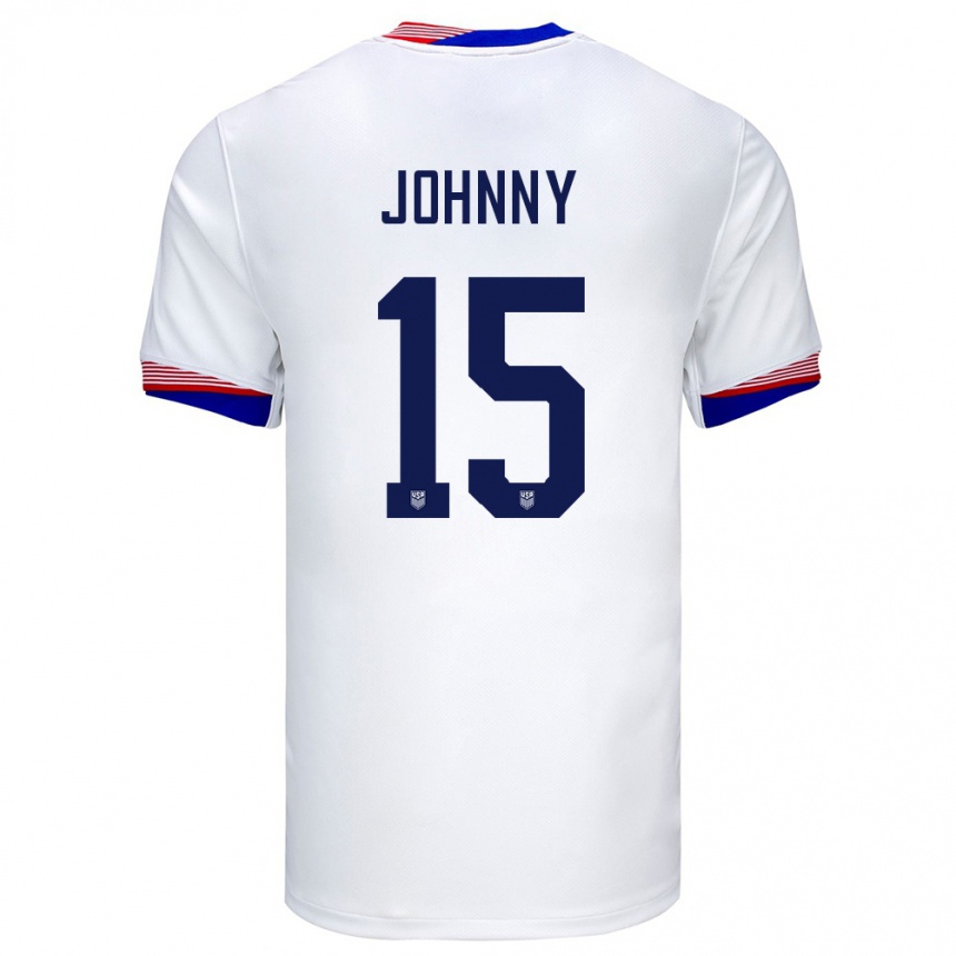 Niño Fútbol Camiseta Estados Unidos Johnny #15 Blanco 1ª Equipación 24-26 Perú