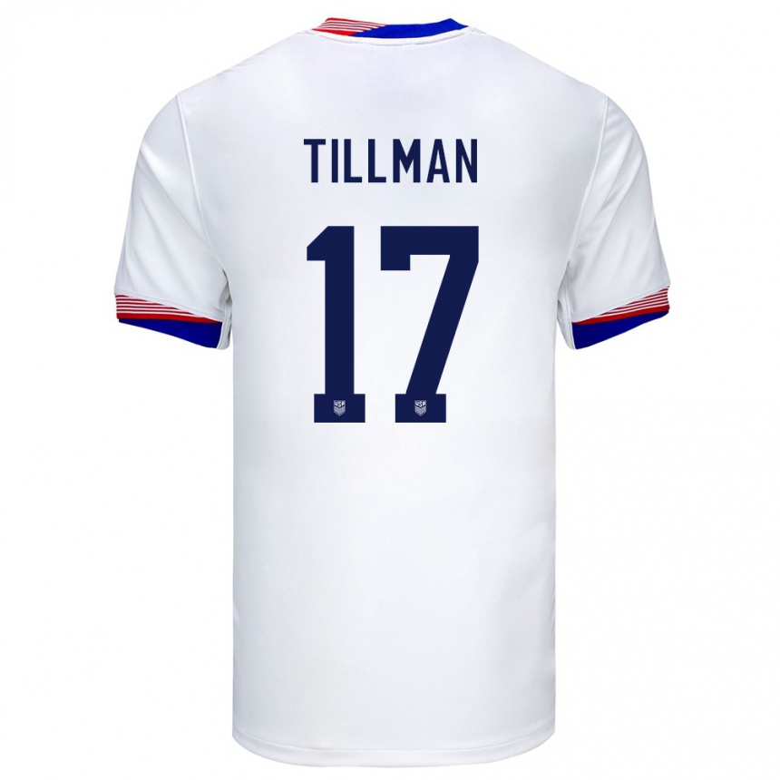 Niño Fútbol Camiseta Estados Unidos Malik Tillman #17 Blanco 1ª Equipación 24-26 Perú