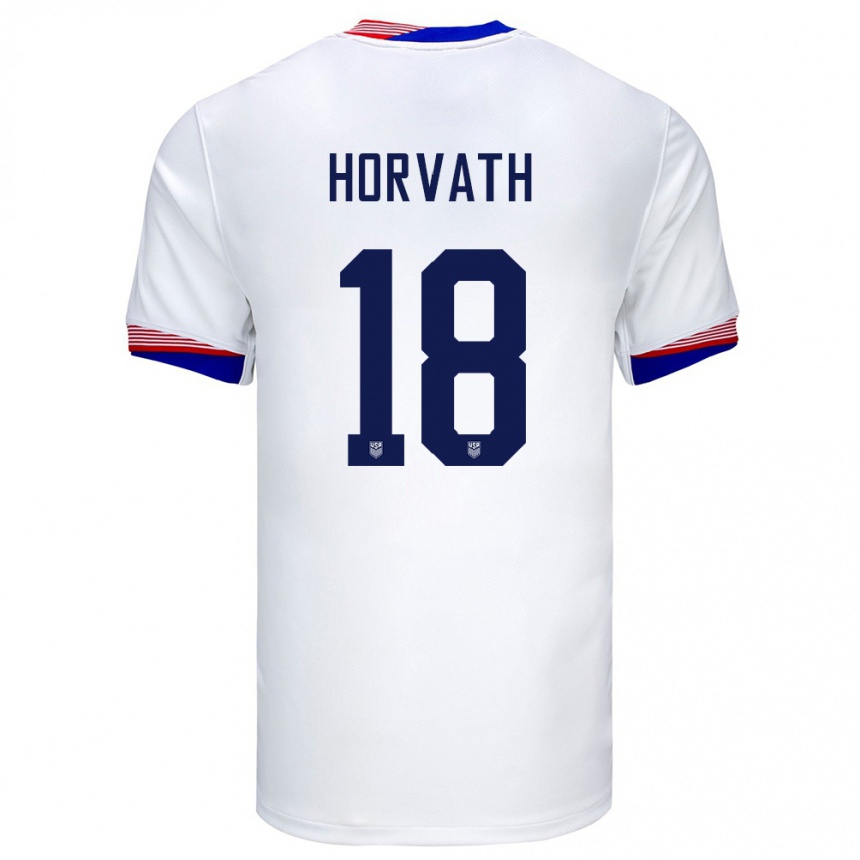 Niño Fútbol Camiseta Estados Unidos Ethan Horvath #18 Blanco 1ª Equipación 24-26 Perú