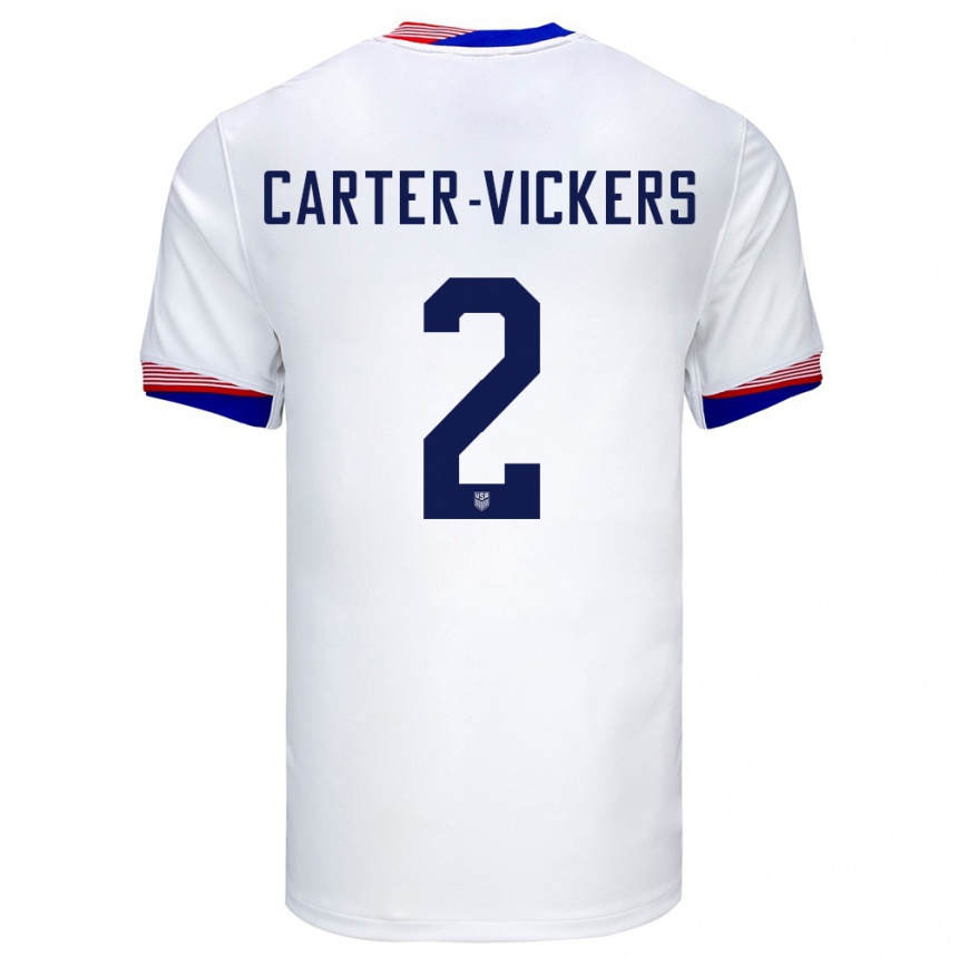 Niño Fútbol Camiseta Estados Unidos Cameron Carter-Vickers #2 Blanco 1ª Equipación 24-26 Perú