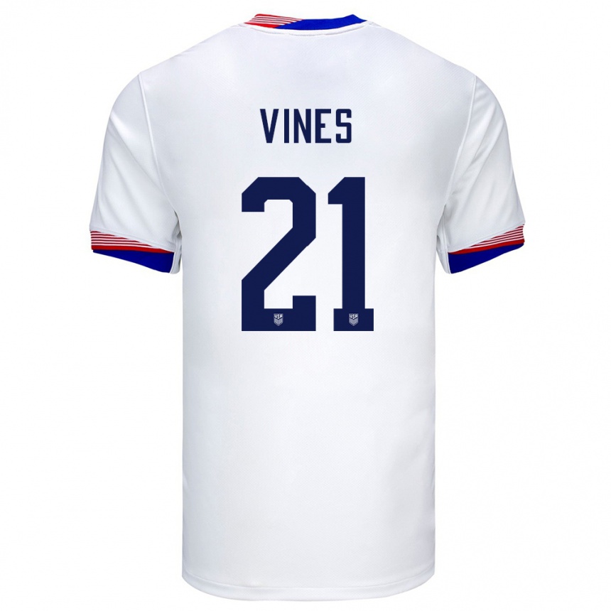 Niño Fútbol Camiseta Estados Unidos Sam Vines #21 Blanco 1ª Equipación 24-26 Perú