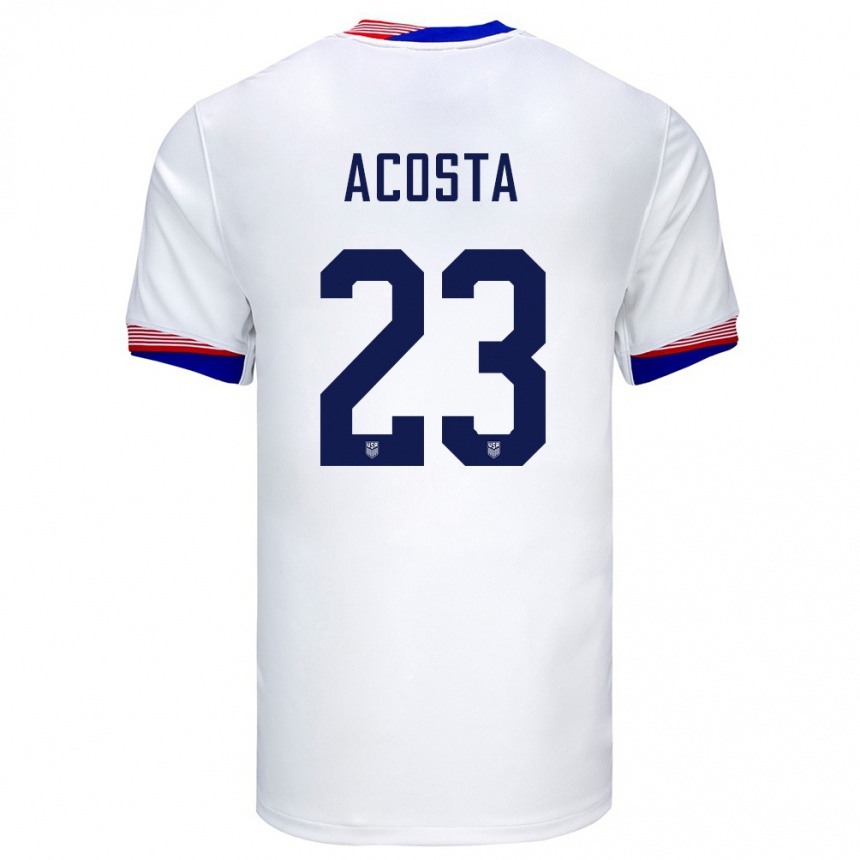 Niño Fútbol Camiseta Estados Unidos Kellyn Acosta #23 Blanco 1ª Equipación 24-26 Perú