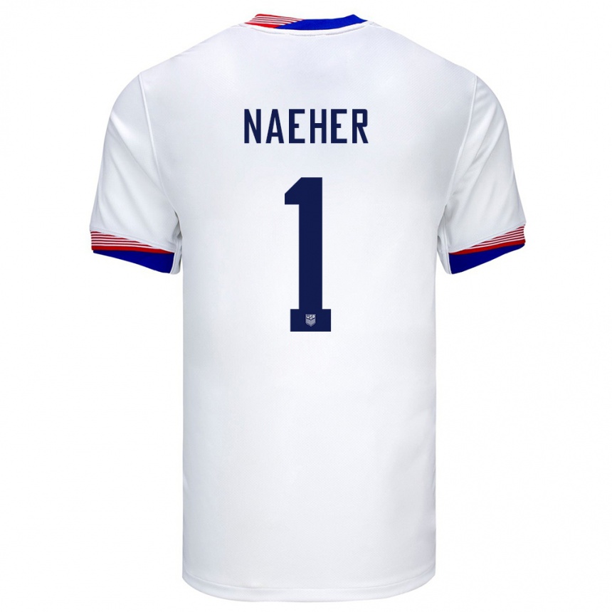 Niño Fútbol Camiseta Estados Unidos Alyssa Naeher #1 Blanco 1ª Equipación 24-26 Perú