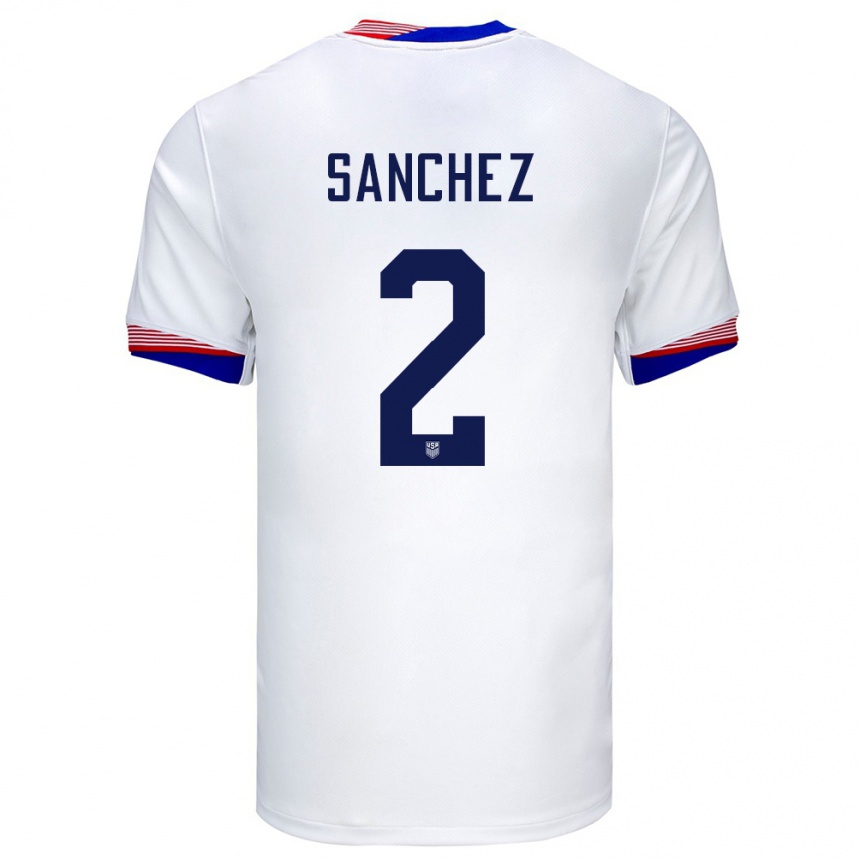 Niño Fútbol Camiseta Estados Unidos Ashley Sanchez #2 Blanco 1ª Equipación 24-26 Perú