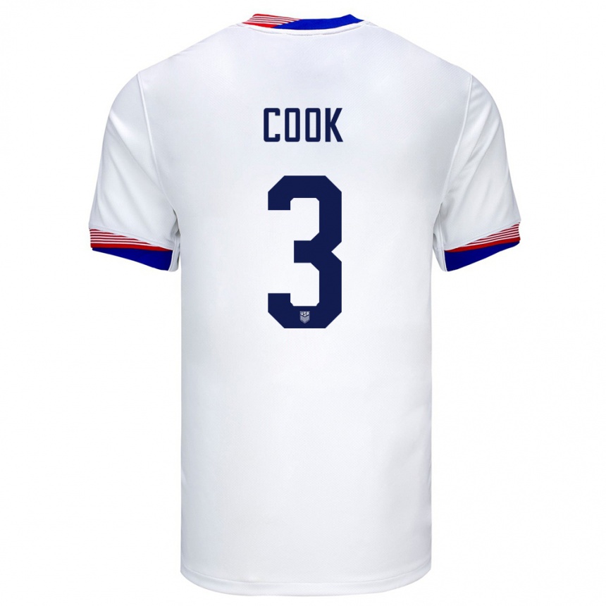 Niño Fútbol Camiseta Estados Unidos Alana Cook #3 Blanco 1ª Equipación 24-26 Perú