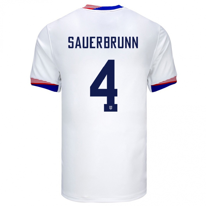 Niño Fútbol Camiseta Estados Unidos Becky Sauerbrunn #4 Blanco 1ª Equipación 24-26 Perú