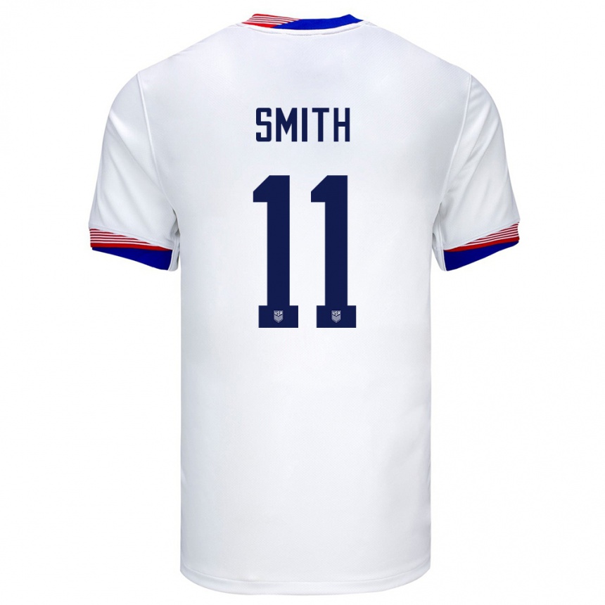 Niño Fútbol Camiseta Estados Unidos Sophia Smith #11 Blanco 1ª Equipación 24-26 Perú