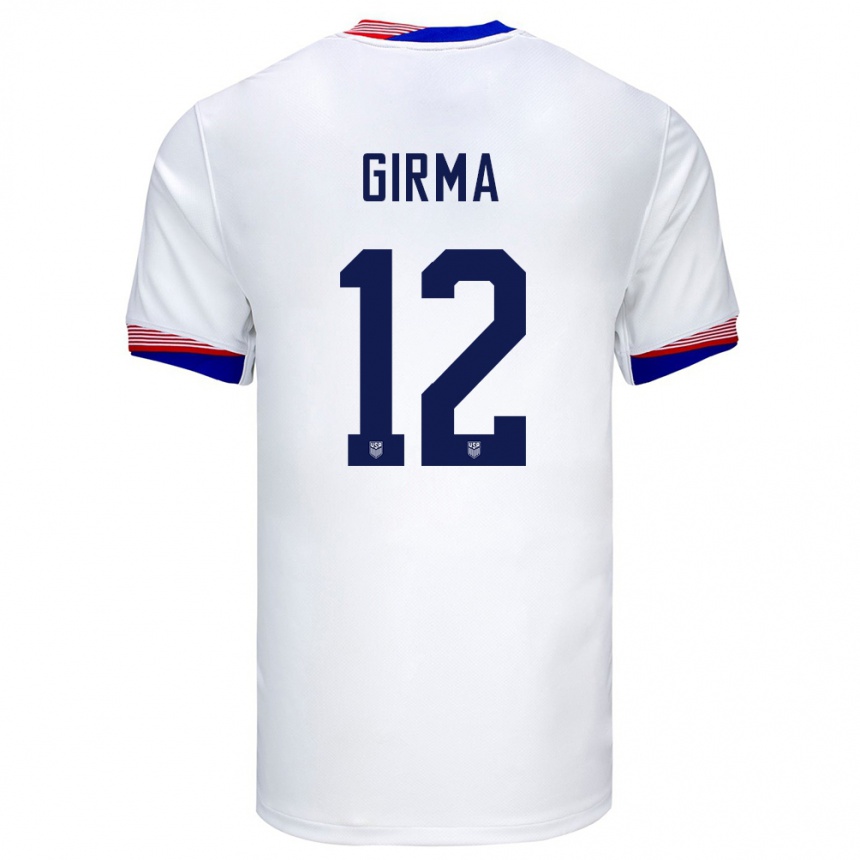 Niño Fútbol Camiseta Estados Unidos Naomi Girma #12 Blanco 1ª Equipación 24-26 Perú