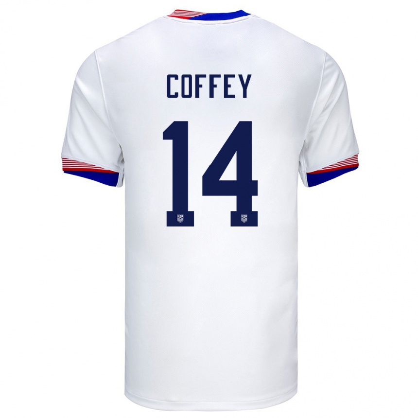 Niño Fútbol Camiseta Estados Unidos Sam Coffey #14 Blanco 1ª Equipación 24-26 Perú