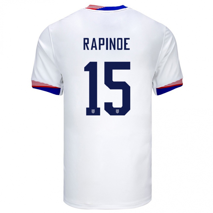 Niño Fútbol Camiseta Estados Unidos Megan Rapinoe #15 Blanco 1ª Equipación 24-26 Perú