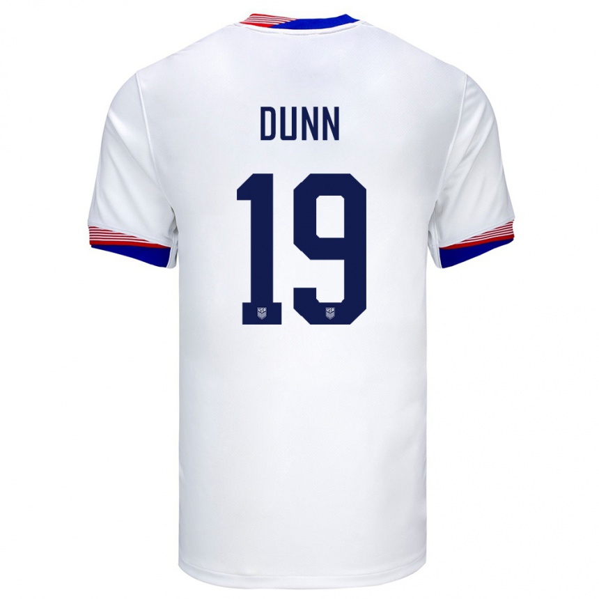 Niño Fútbol Camiseta Estados Unidos Crystal Dunn #19 Blanco 1ª Equipación 24-26 Perú