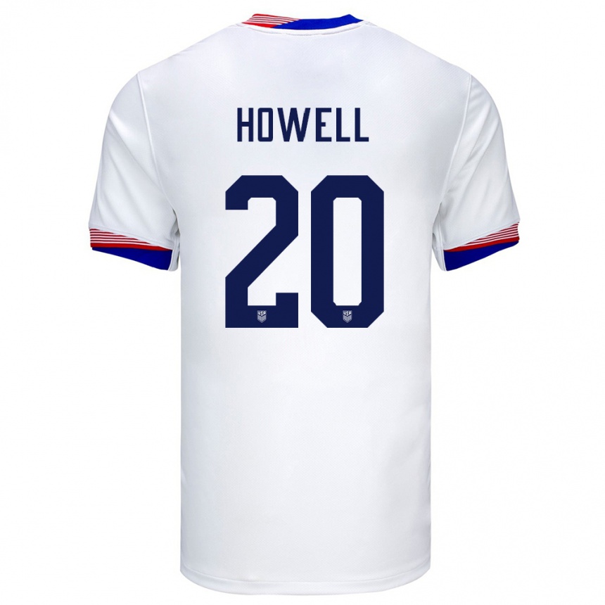 Niño Fútbol Camiseta Estados Unidos Jaelin Howell #20 Blanco 1ª Equipación 24-26 Perú