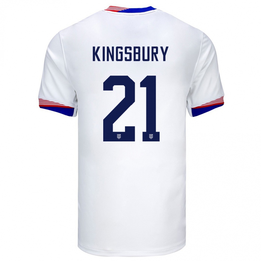 Niño Fútbol Camiseta Estados Unidos Aubrey Kingsbury #21 Blanco 1ª Equipación 24-26 Perú