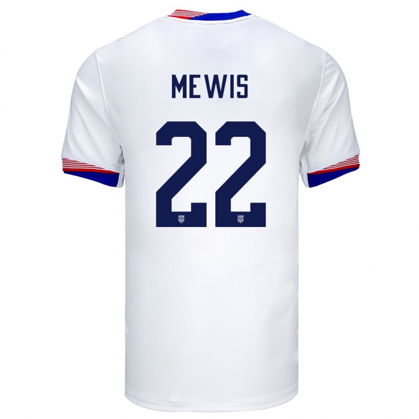 Niño Fútbol Camiseta Estados Unidos Kristie Mewis #22 Blanco 1ª Equipación 24-26 Perú