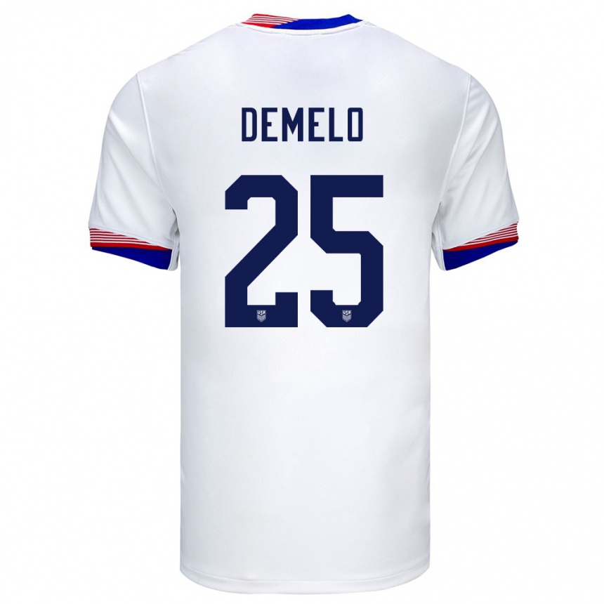 Niño Fútbol Camiseta Estados Unidos Savannah Demelo #25 Blanco 1ª Equipación 24-26 Perú