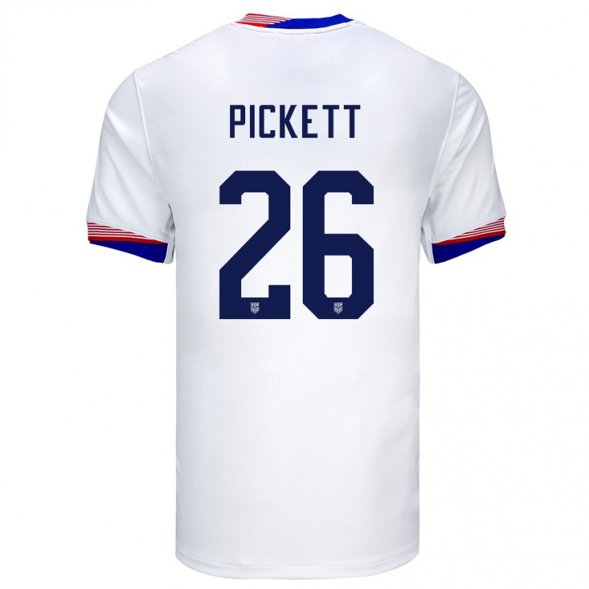 Niño Fútbol Camiseta Estados Unidos Carson Pickett #26 Blanco 1ª Equipación 24-26 Perú