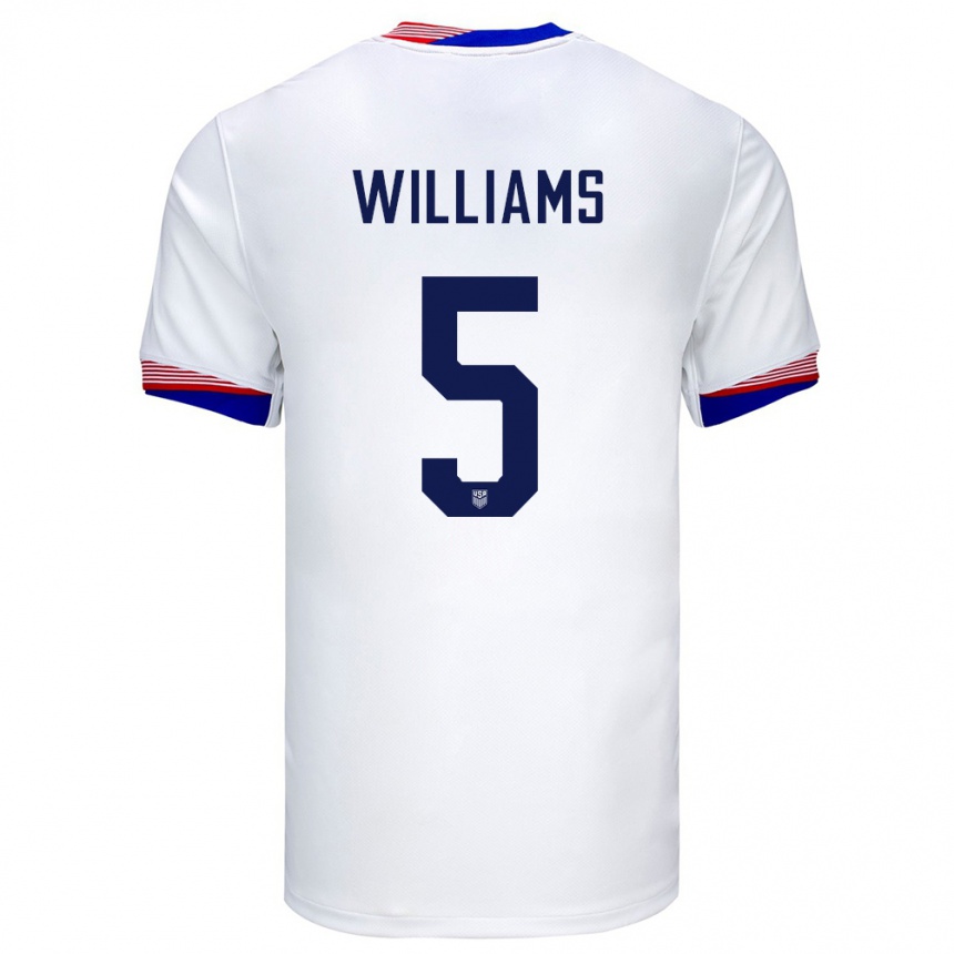 Niño Fútbol Camiseta Estados Unidos Thomas Williams #5 Blanco 1ª Equipación 24-26 Perú