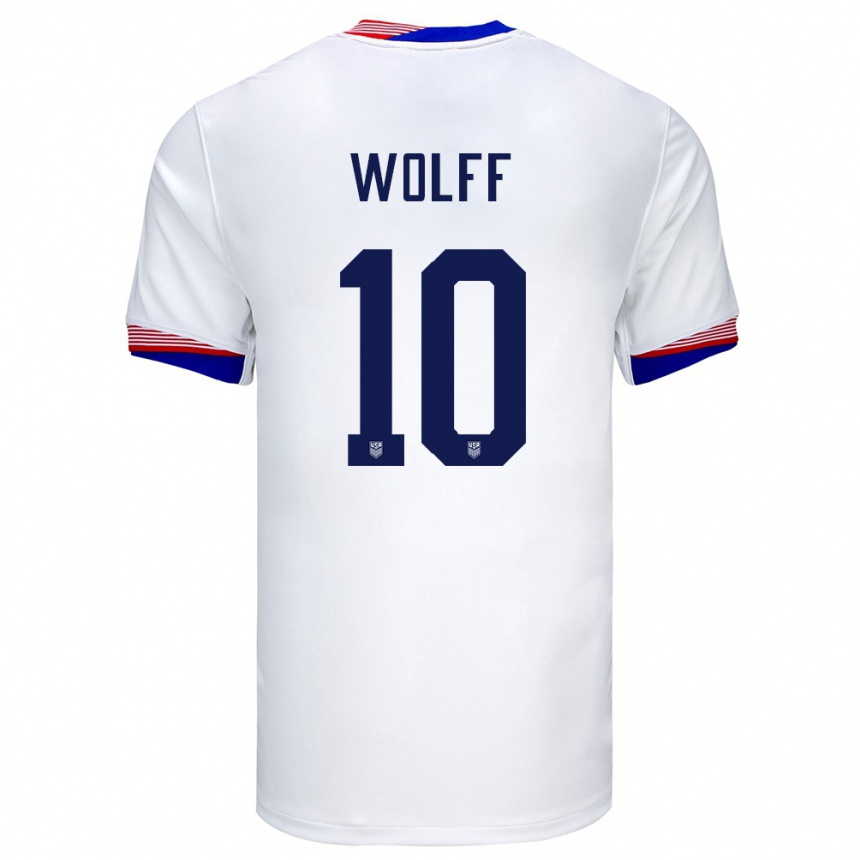 Niño Fútbol Camiseta Estados Unidos Owen Wolff #10 Blanco 1ª Equipación 24-26 Perú