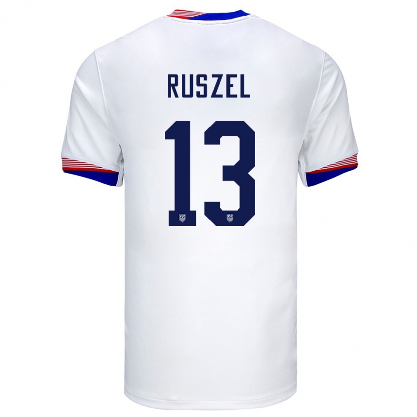 Niño Fútbol Camiseta Estados Unidos Marcel Ruszel #13 Blanco 1ª Equipación 24-26 Perú