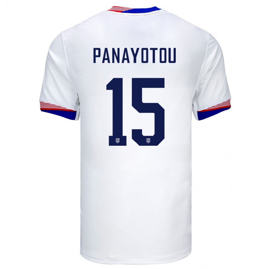 Niño Fútbol Camiseta Estados Unidos Jack Panayotou #15 Blanco 1ª Equipación 24-26 Perú