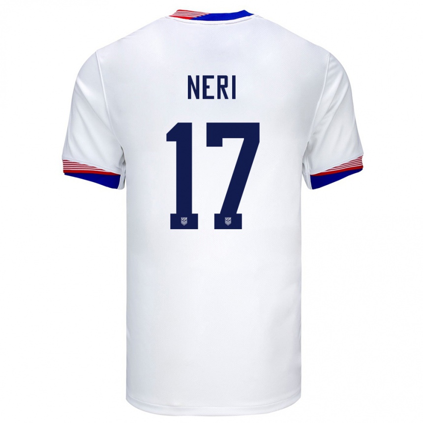 Niño Fútbol Camiseta Estados Unidos Rodrigo Neri #17 Blanco 1ª Equipación 24-26 Perú