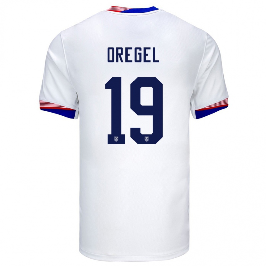 Niño Fútbol Camiseta Estados Unidos Sergio Oregel #19 Blanco 1ª Equipación 24-26 Perú