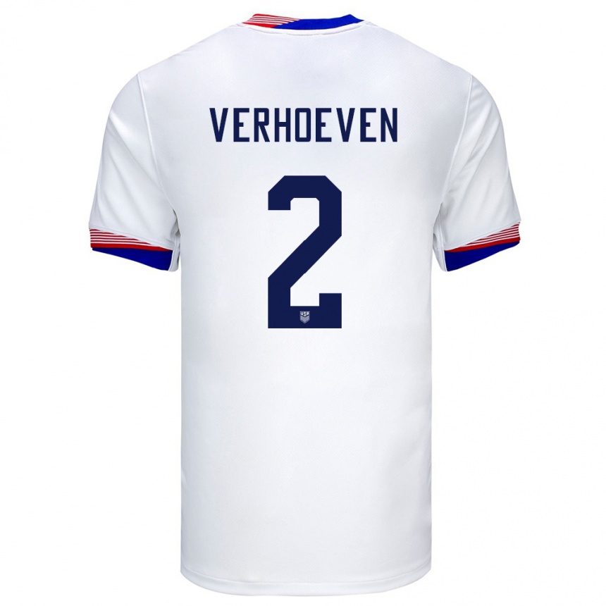 Niño Fútbol Camiseta Estados Unidos Oscar Verhoeven #2 Blanco 1ª Equipación 24-26 Perú