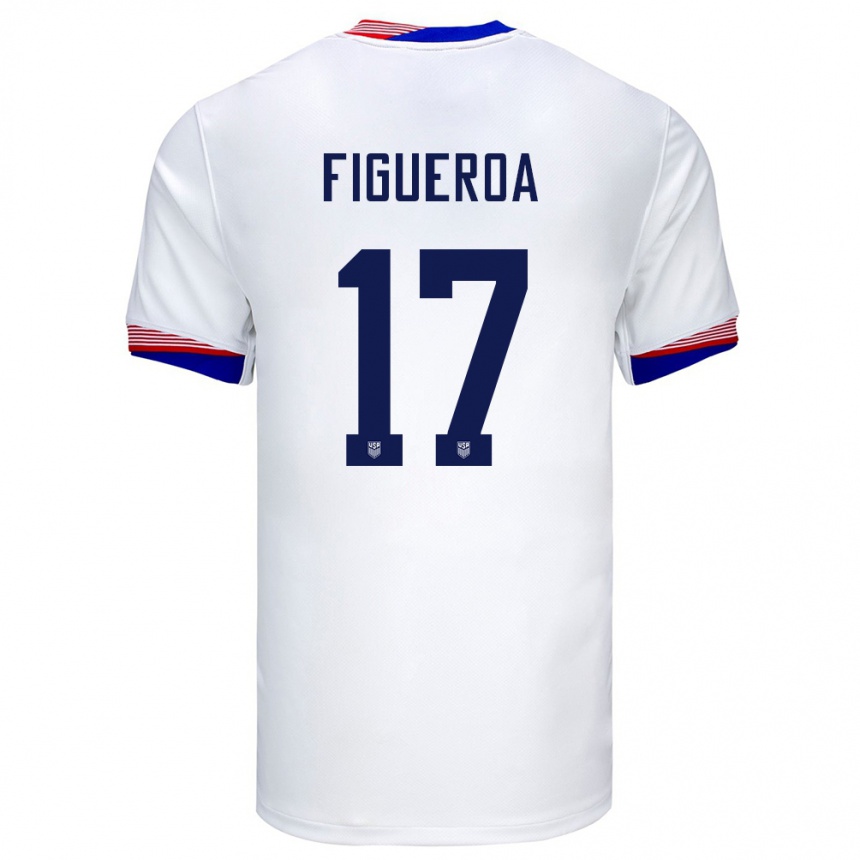 Niño Fútbol Camiseta Estados Unidos Keyrol Figueroa #17 Blanco 1ª Equipación 24-26 Perú