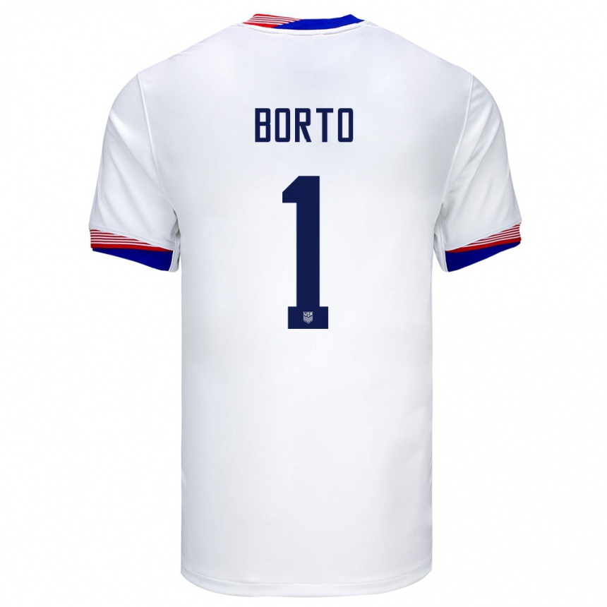 Niño Fútbol Camiseta Estados Unidos Alexander Borto #1 Blanco 1ª Equipación 24-26 Perú