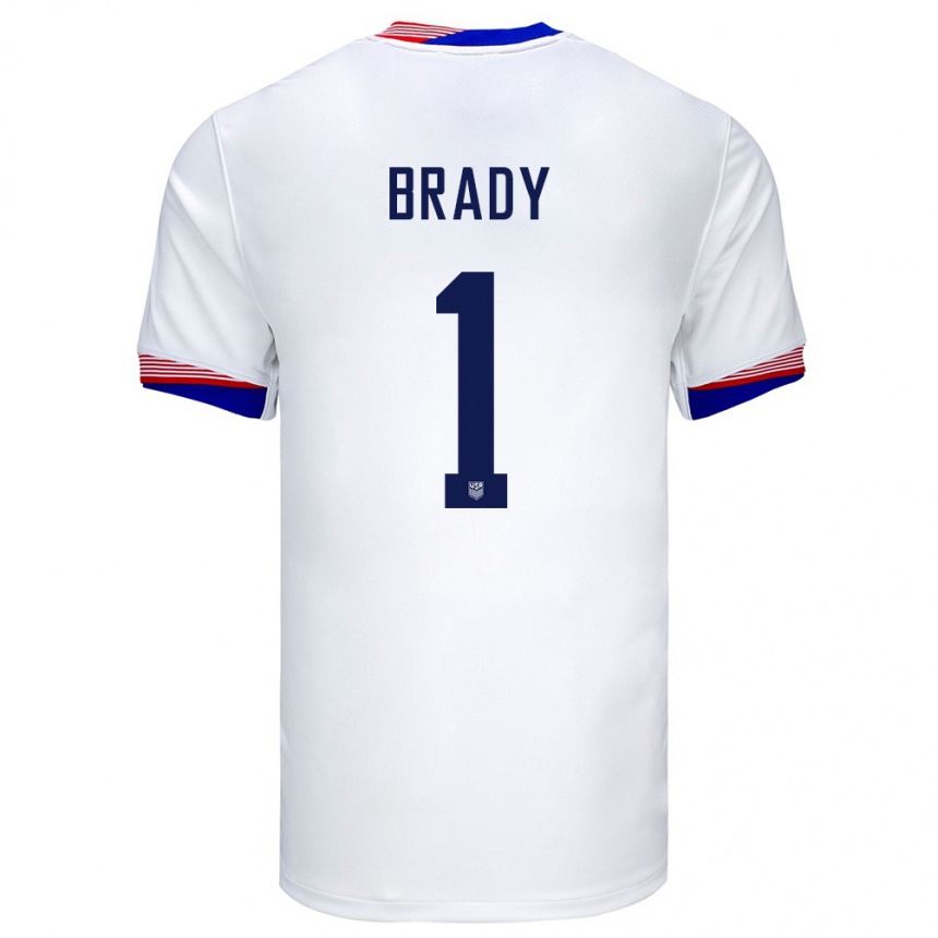 Niño Fútbol Camiseta Estados Unidos Chris Brady #1 Blanco 1ª Equipación 24-26 Perú