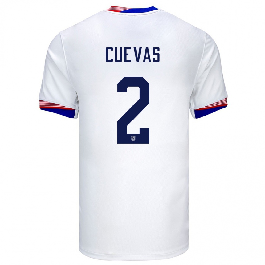 Niño Fútbol Camiseta Estados Unidos Mauricio Cuevas #2 Blanco 1ª Equipación 24-26 Perú