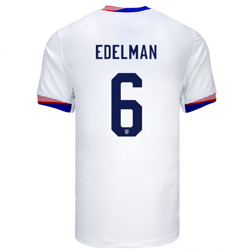 Niño Fútbol Camiseta Estados Unidos Daniel Edelman #6 Blanco 1ª Equipación 24-26 Perú