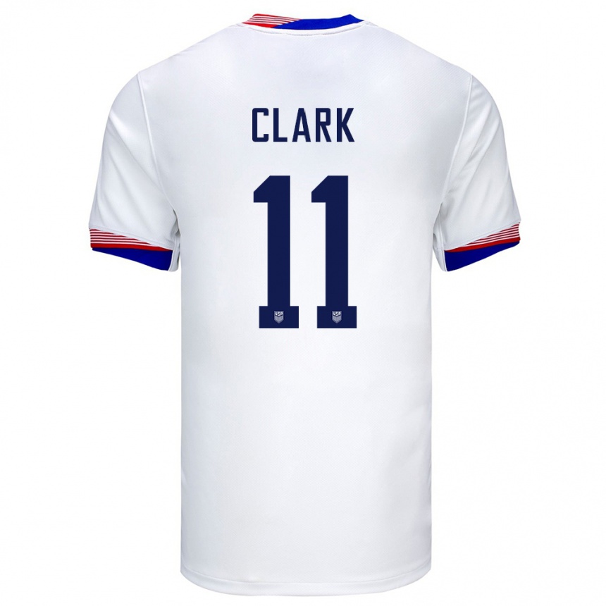 Niño Fútbol Camiseta Estados Unidos Caden Clark #11 Blanco 1ª Equipación 24-26 Perú