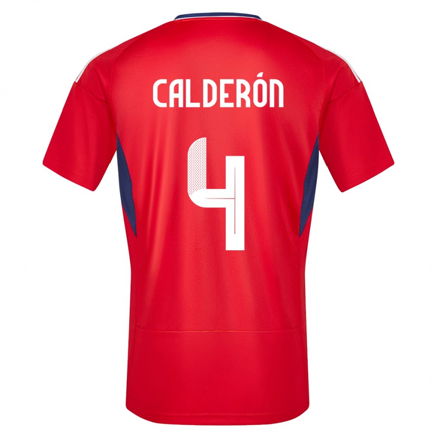 Niño Fútbol Camiseta Costa Rica Brandon Calderon #4 Rojo 1ª Equipación 24-26 Perú