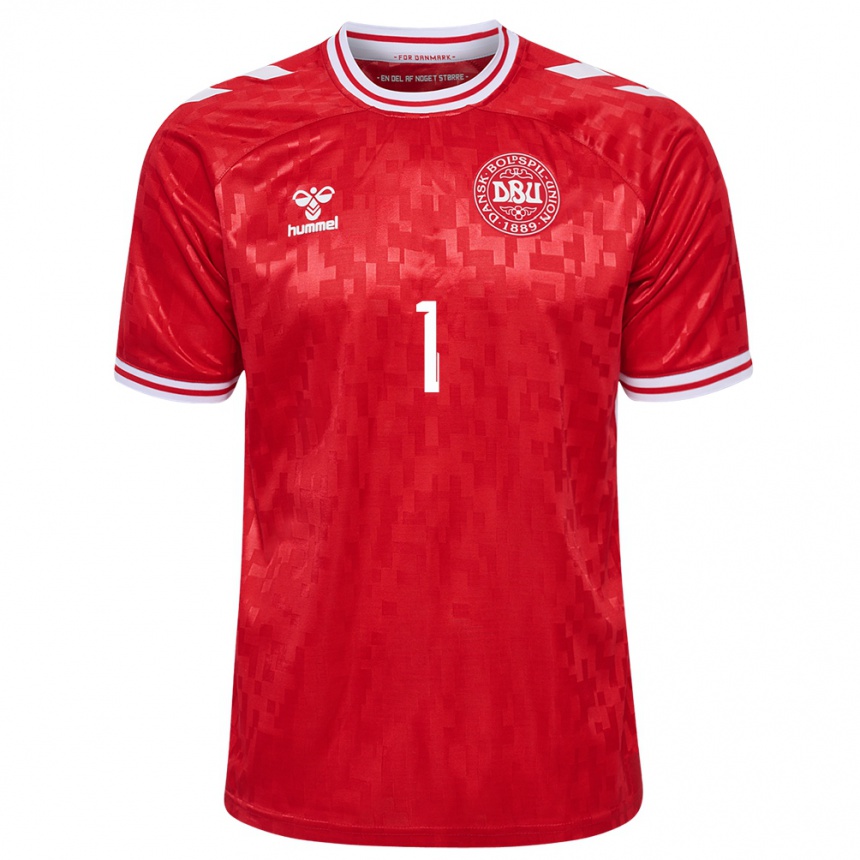 Niño Fútbol Camiseta Dinamarca Lene Christensen #1 Rojo 1ª Equipación 24-26 Perú