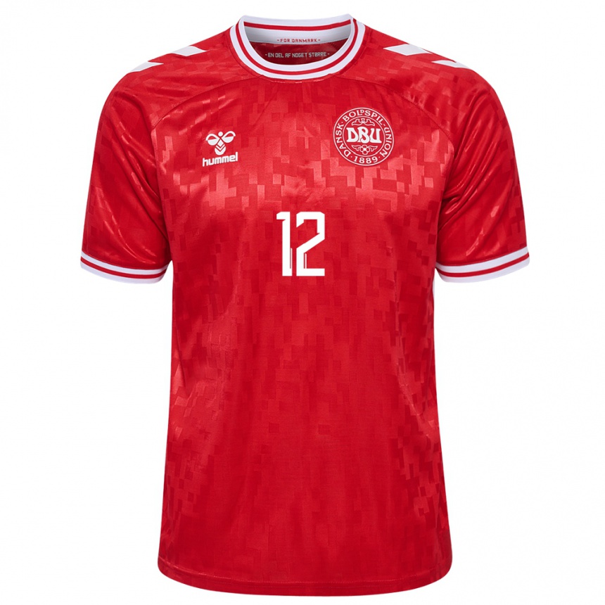 Niño Fútbol Camiseta Dinamarca Robert Skov #12 Rojo 1ª Equipación 24-26 Perú