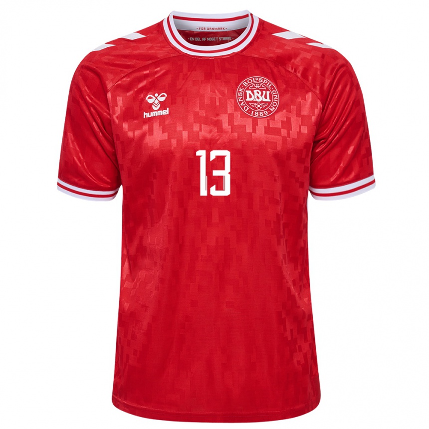 Niño Fútbol Camiseta Dinamarca Sofie Junge #13 Rojo 1ª Equipación 24-26 Perú