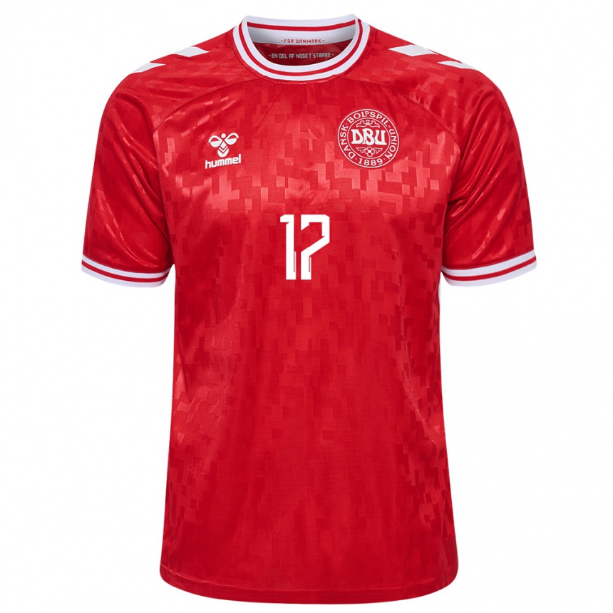 Niño Fútbol Camiseta Dinamarca Jens Stryger Larsen #17 Rojo 1ª Equipación 24-26 Perú