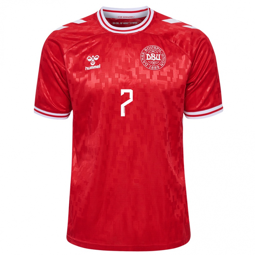 Niño Fútbol Camiseta Dinamarca Mathias Jensen #7 Rojo 1ª Equipación 24-26 Perú