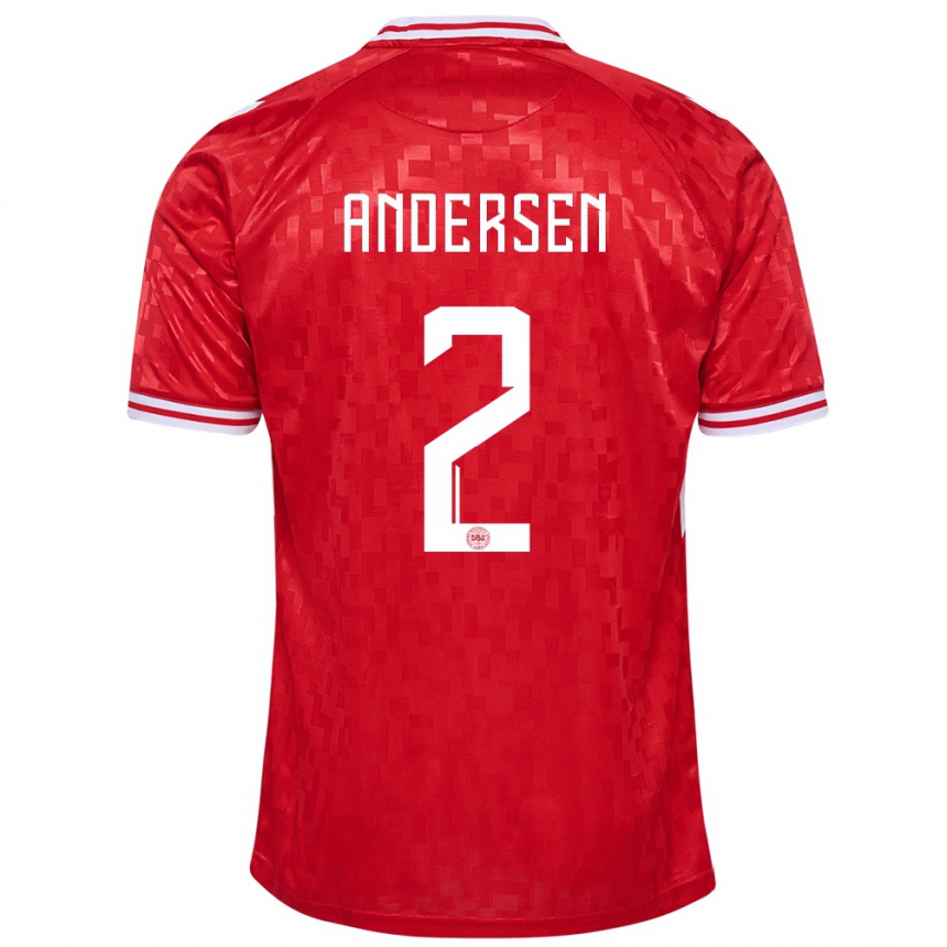 Niño Fútbol Camiseta Dinamarca Joachim Andersen #2 Rojo 1ª Equipación 24-26 Perú