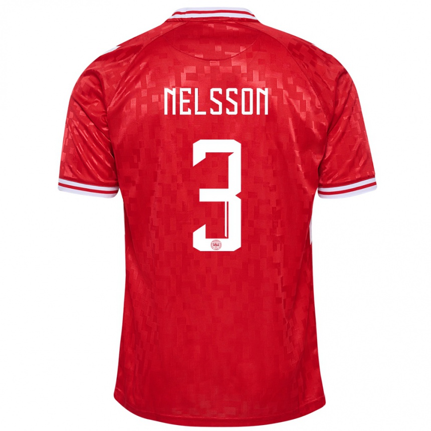 Niño Fútbol Camiseta Dinamarca Victor Nelsson #3 Rojo 1ª Equipación 24-26 Perú