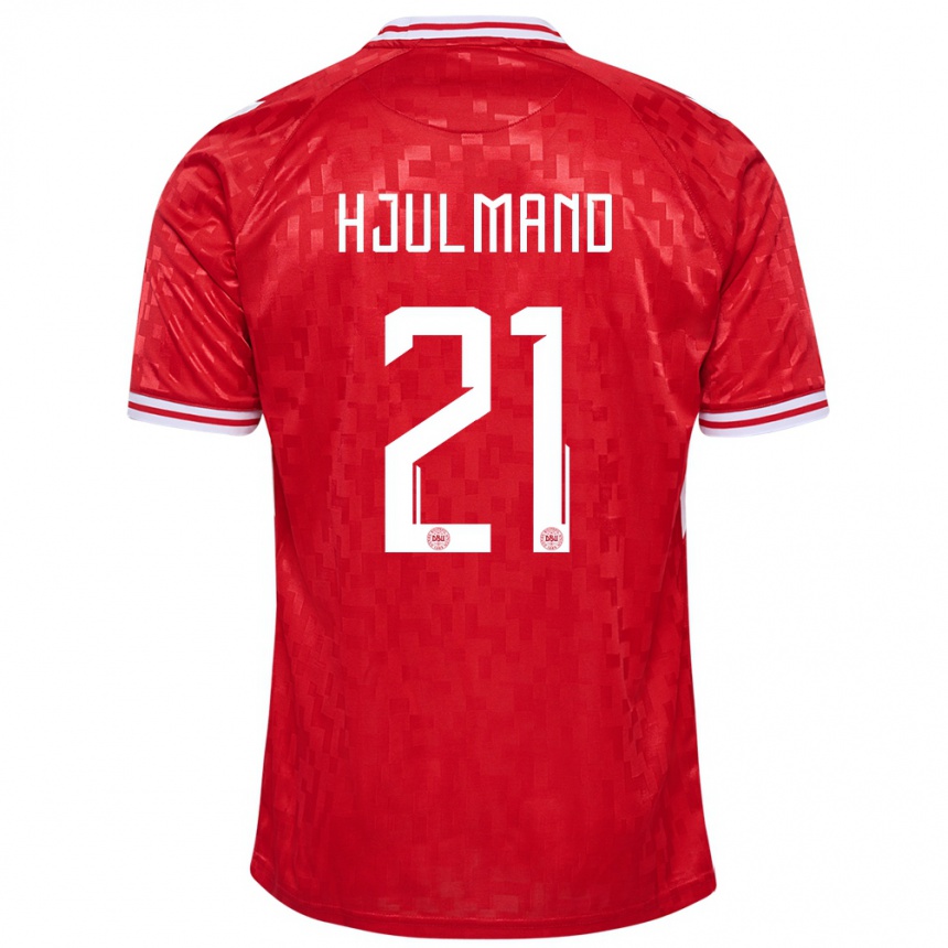 Niño Fútbol Camiseta Dinamarca Morten Hjulmand #21 Rojo 1ª Equipación 24-26 Perú