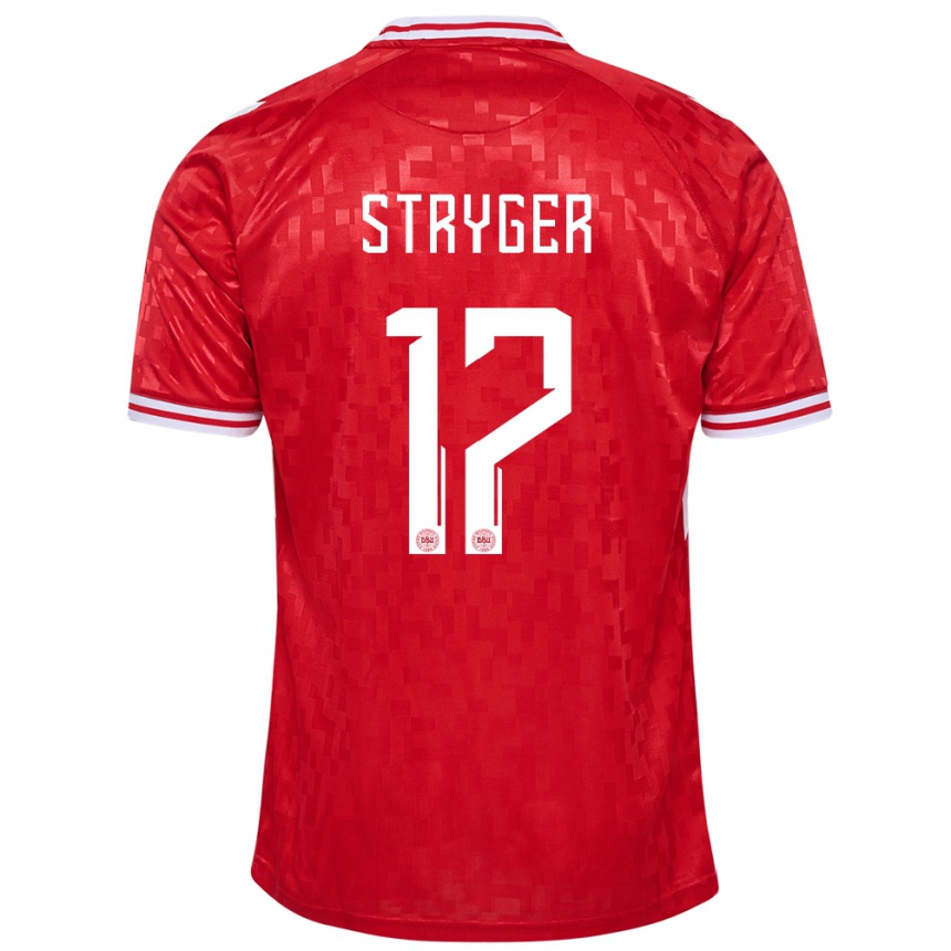 Niño Fútbol Camiseta Dinamarca Jens Stryger Larsen #17 Rojo 1ª Equipación 24-26 Perú