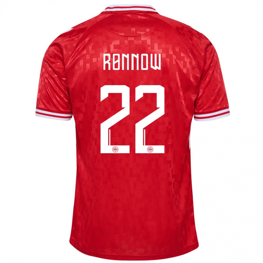 Niño Fútbol Camiseta Dinamarca Frederik Ronnow #22 Rojo 1ª Equipación 24-26 Perú